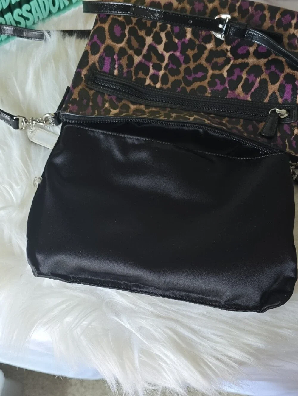 Coach OSCELOT Leopard Print Crossbody Purple, Tan And Black